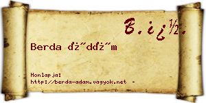 Berda Ádám névjegykártya